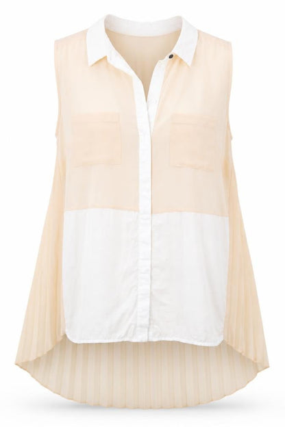 Warehouse Womens Beige Polyester Basic Tank Size 16 Collared