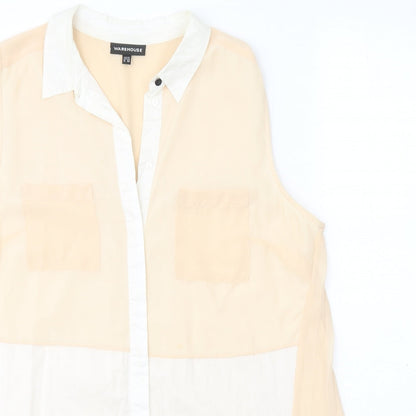 Warehouse Womens Beige Polyester Basic Tank Size 16 Collared