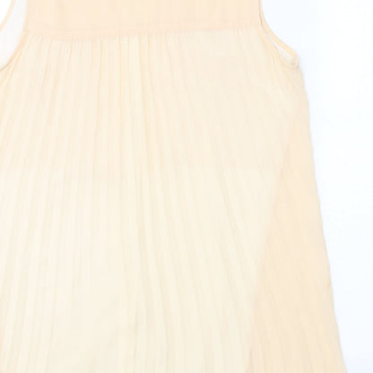 Warehouse Womens Beige Polyester Basic Tank Size 16 Collared