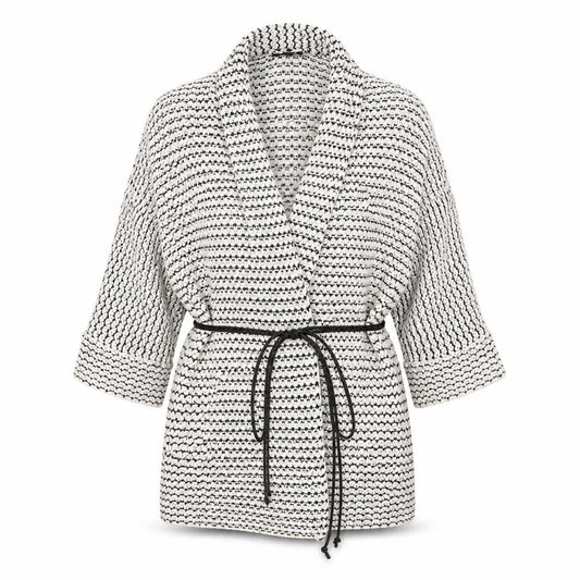 New Look Womens White Collared Geometric Acrylic Cardigan Jumper Size S