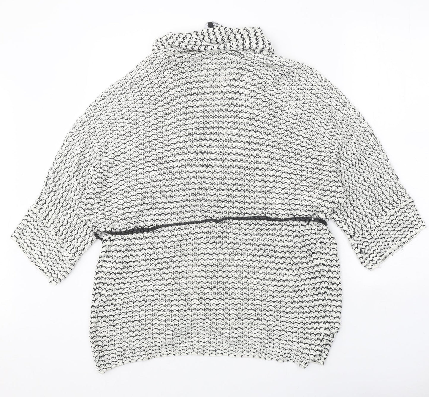 New Look Womens White Collared Geometric Acrylic Cardigan Jumper Size S