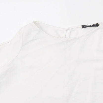 Cameo Rose Womens White Polyester Basic Blouse Size 10 Round Neck - Cold Shoulder