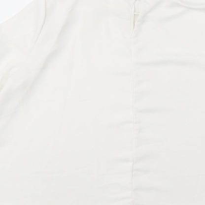 Cameo Rose Womens White Polyester Basic Blouse Size 10 Round Neck - Cold Shoulder
