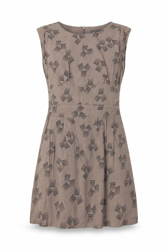 Apricot Womens Brown Geometric Viscose A-Line Size S Round Neck Zip