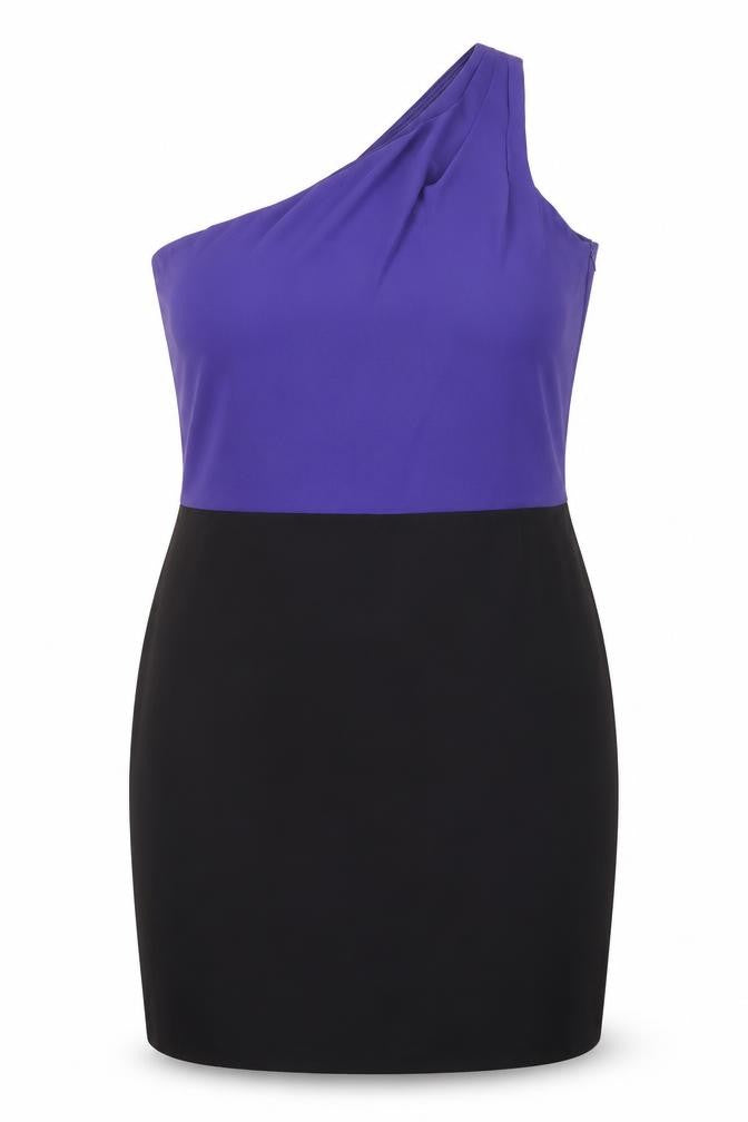Spirit Womens Black Colourblock Polyester Bodycon Size 14 One Shoulder Pullover