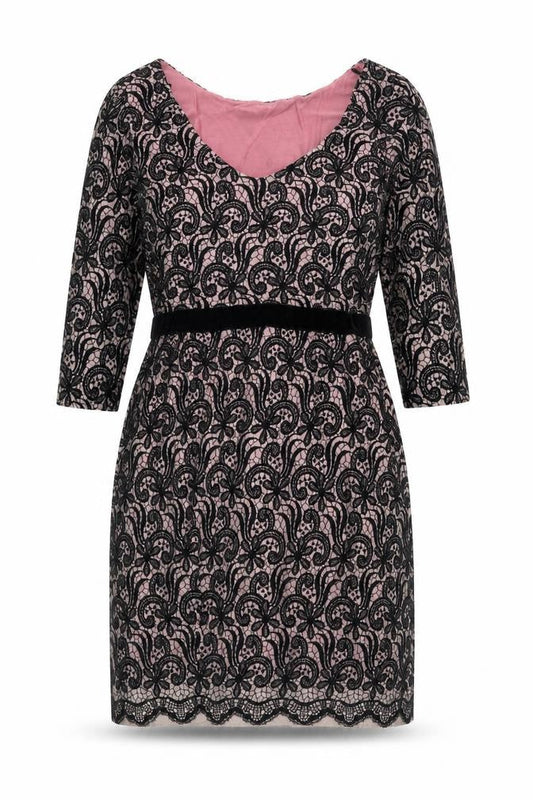 Womens Black Floral Polyester A-Line One Size V-Neck Pullover