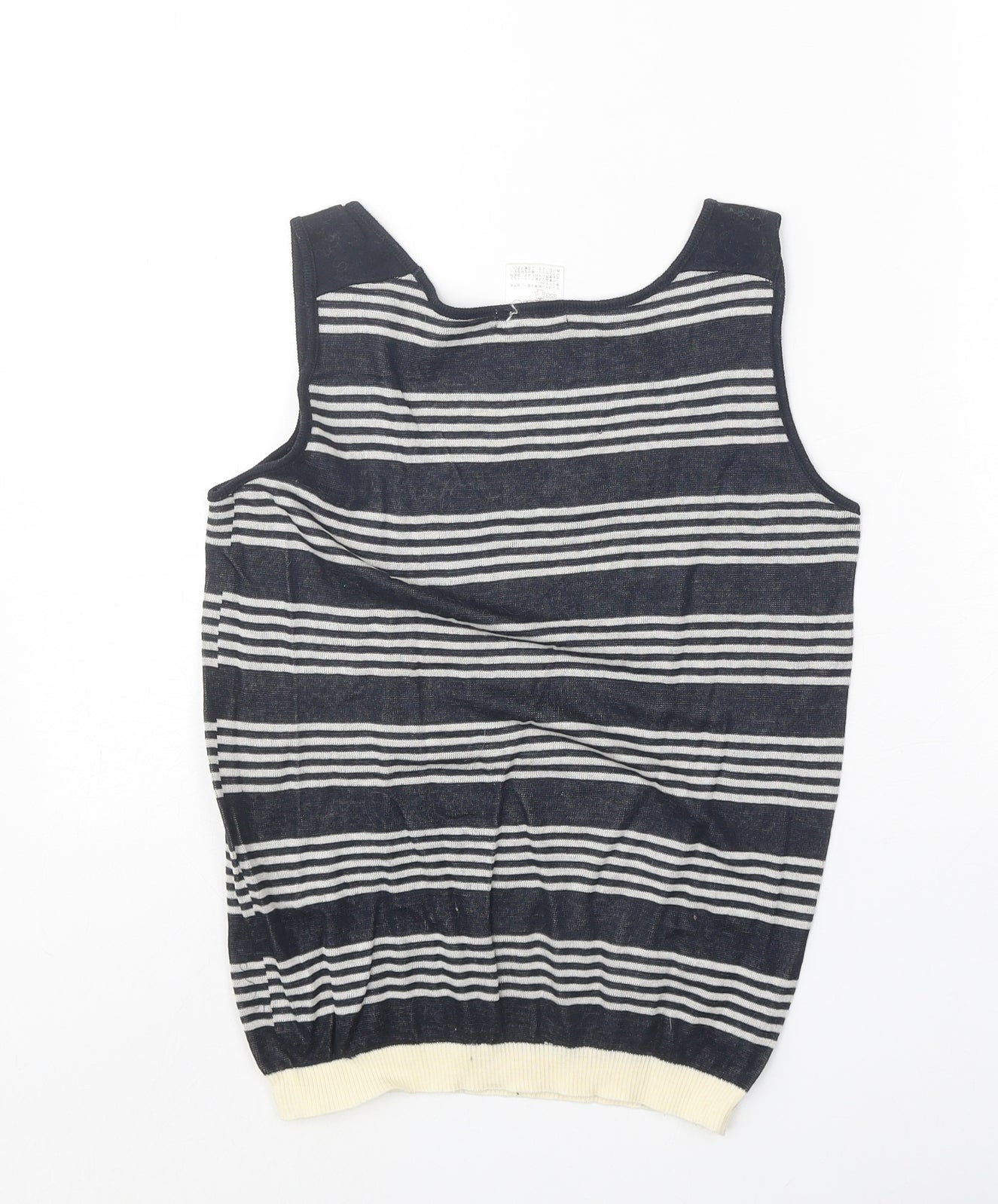 Rope Womens Black Striped Acrylic Basic Tank Size M Scoop Neck