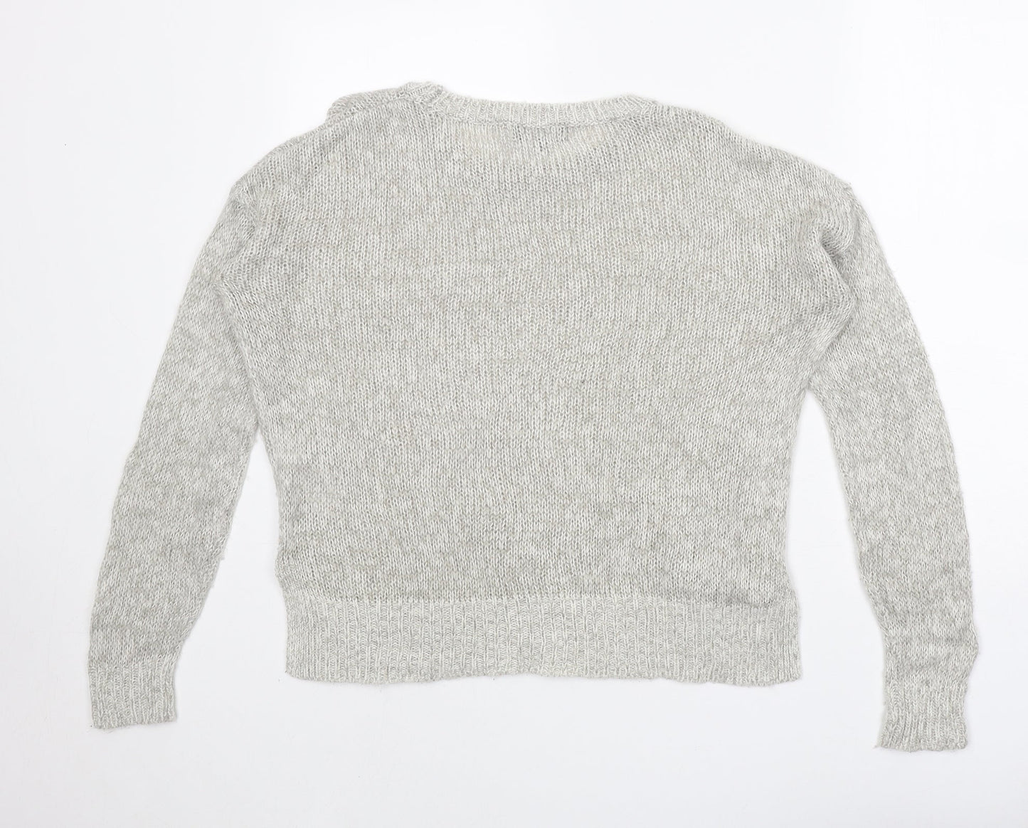 New Look Womens Grey Round Neck Acrylic Pullover Jumper Size S