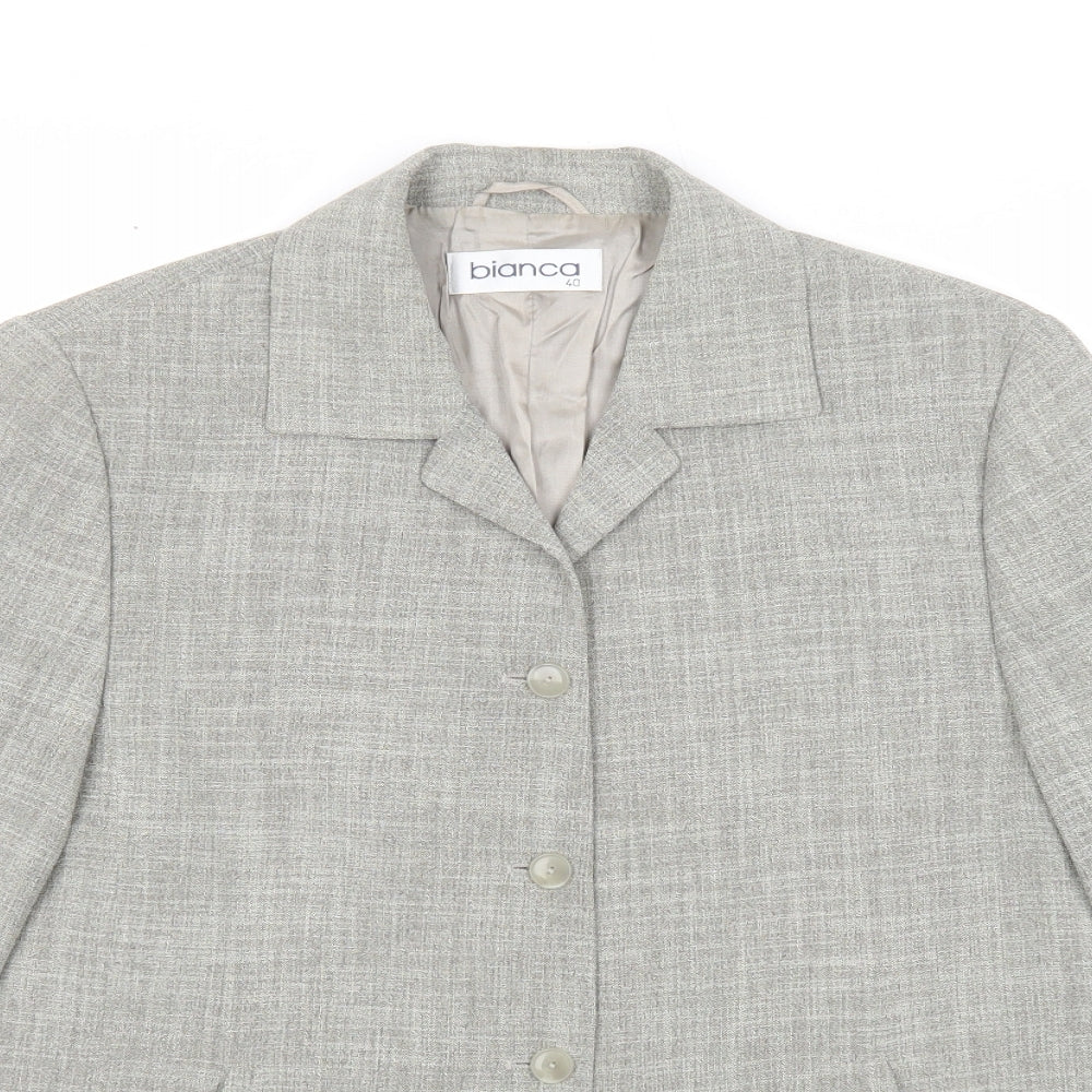 Bianca Womens Grey Jacket Size 12 Button