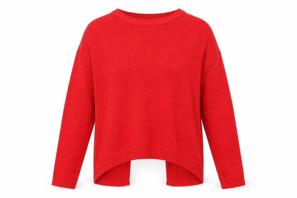 New Look Womens Red Round Neck Acrylic Pullover Jumper Size M