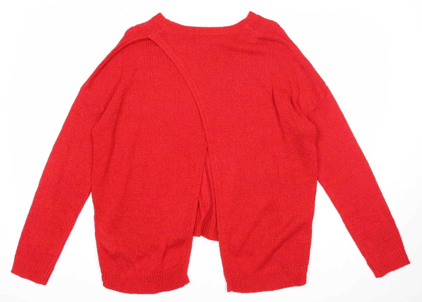 New Look Womens Red Round Neck Acrylic Pullover Jumper Size M
