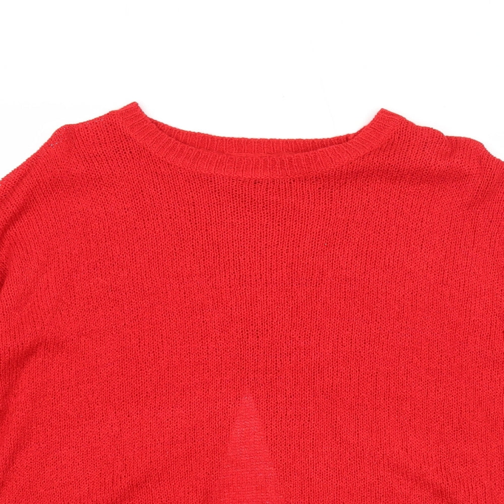 New Look Womens Red Round Neck Acrylic Pullover Jumper Size M