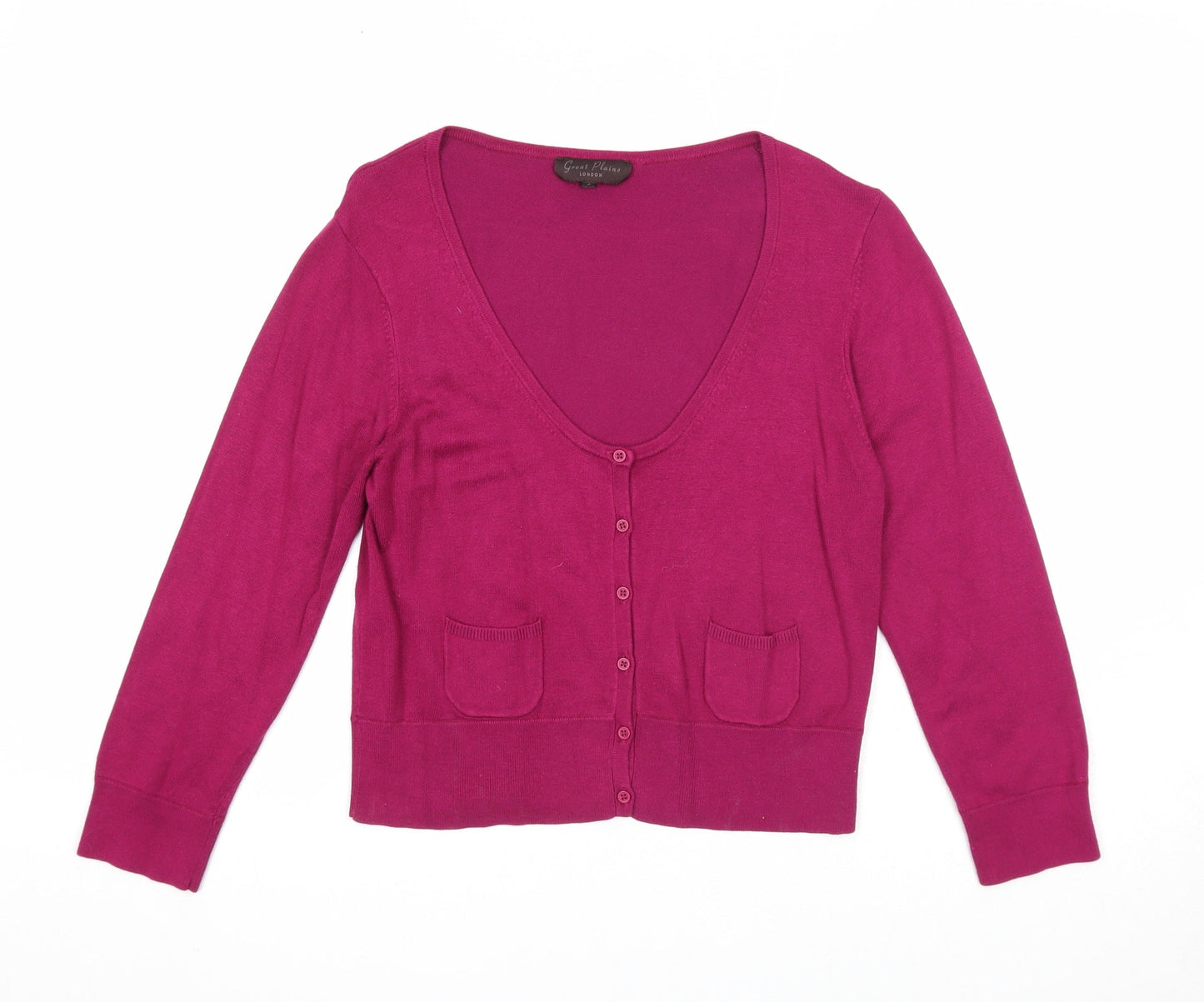 Great Plains Womens Purple Scoop Neck Viscose Cardigan Jumper Size S