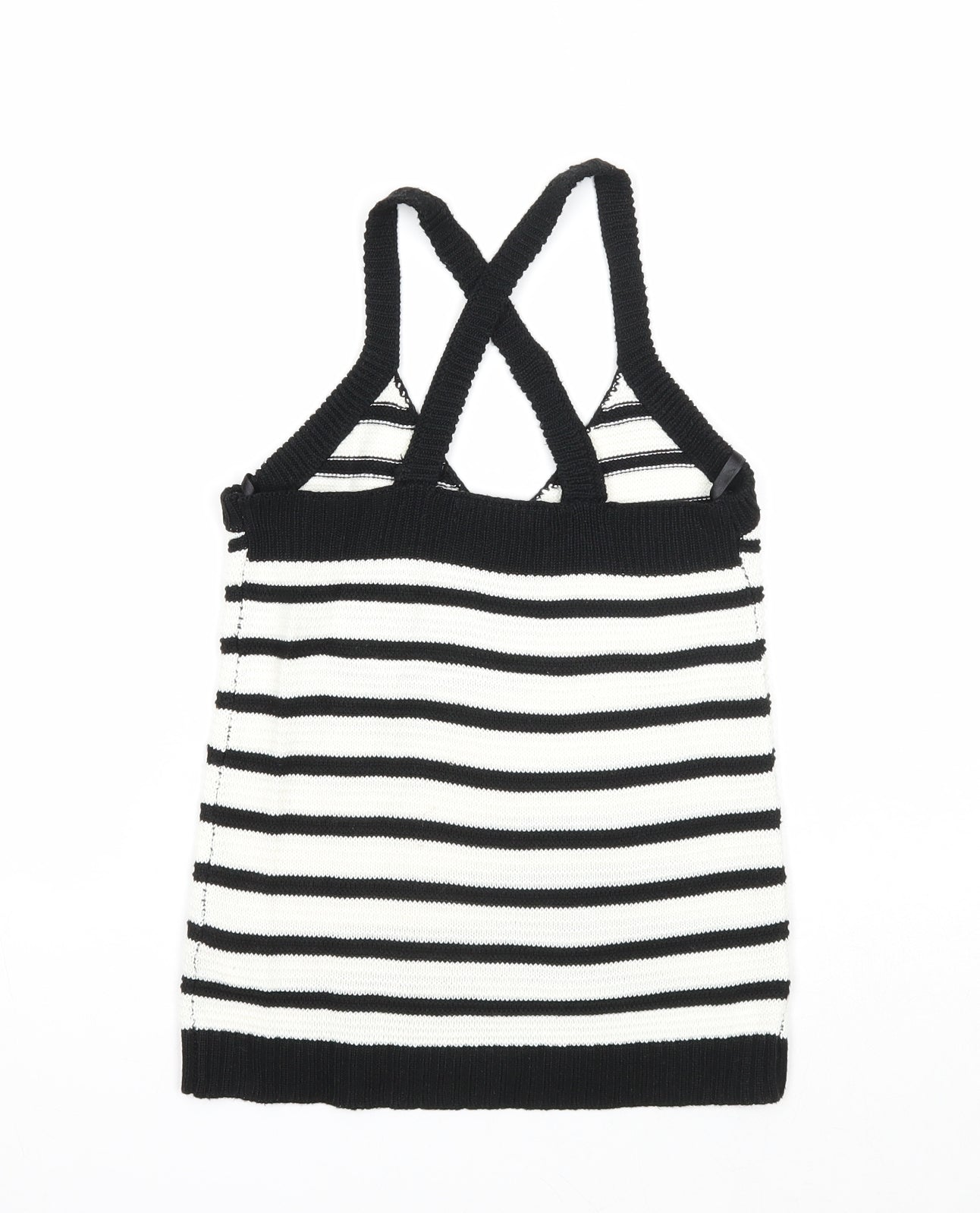 Atmosphere Womens Black Striped Acrylic Basic Tank Size 4 V-Neck