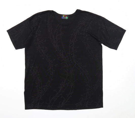 Challis Womens Black Acetate Basic T-Shirt Size 2XL Round Neck