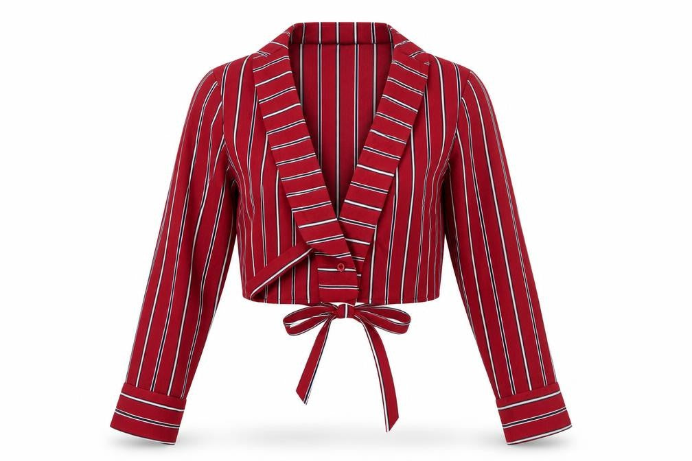 Boohoo Womens Red Striped Polyester Basic Blouse Size 10 V-Neck