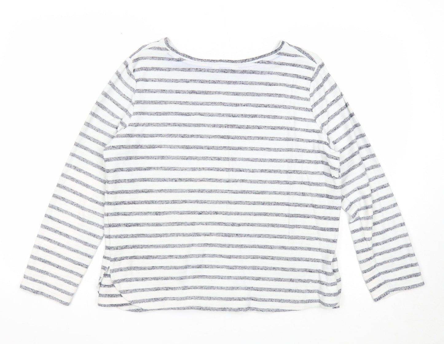 Falmer Heritage Womens White Round Neck Striped Polyester Pullover Jumper Size 14