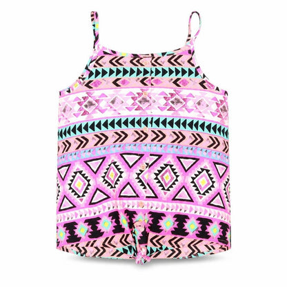 Candy Couture Girls Multicoloured Geometric Polyester Basic Tank Size 9 Years Round Neck Pullover