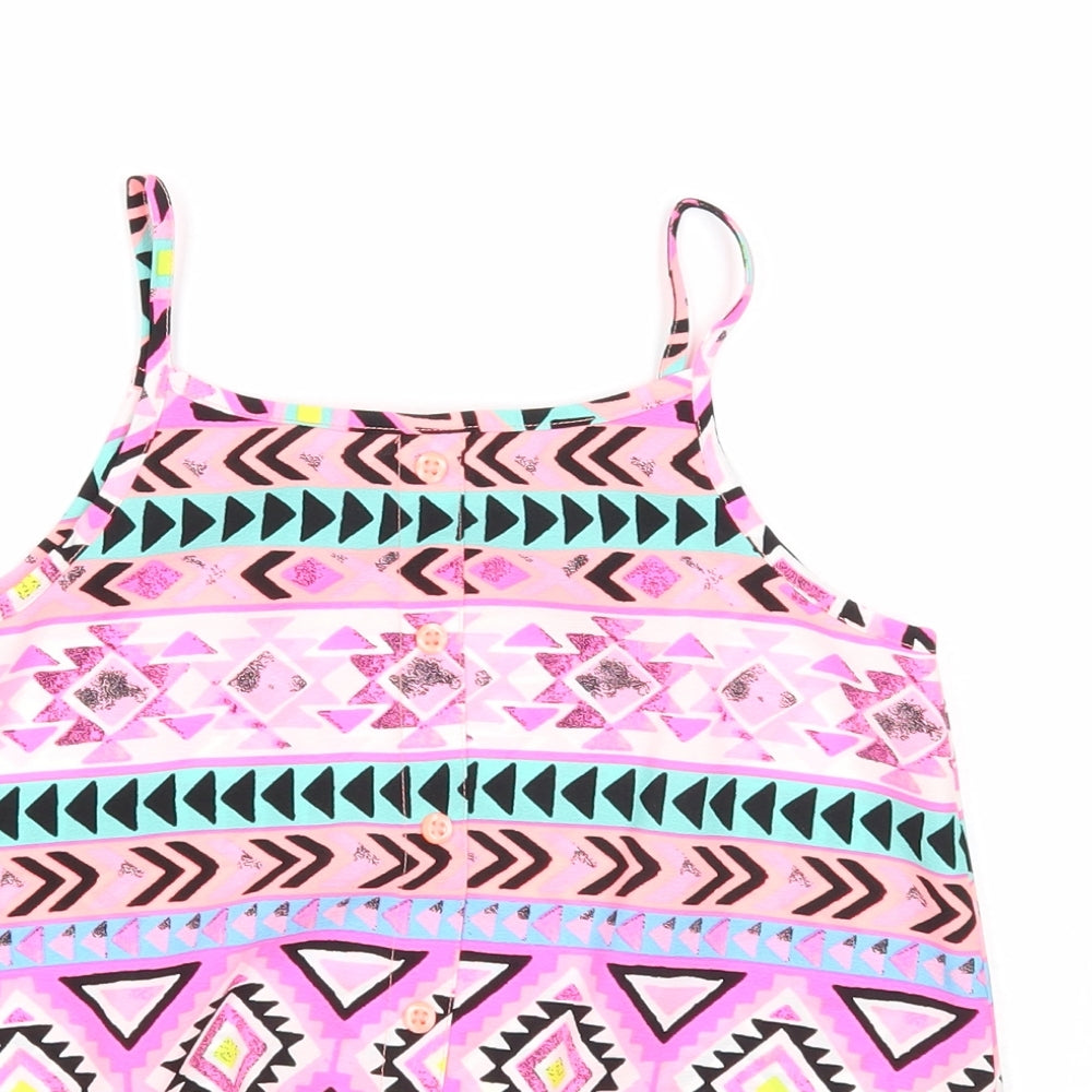 Candy Couture Girls Multicoloured Geometric Polyester Basic Tank Size 9 Years Round Neck Pullover