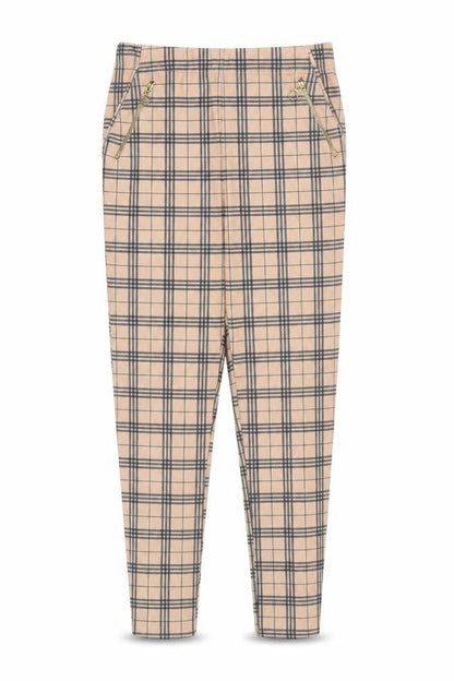Select Womens Beige Plaid Polyester Trousers Size 8 Regular