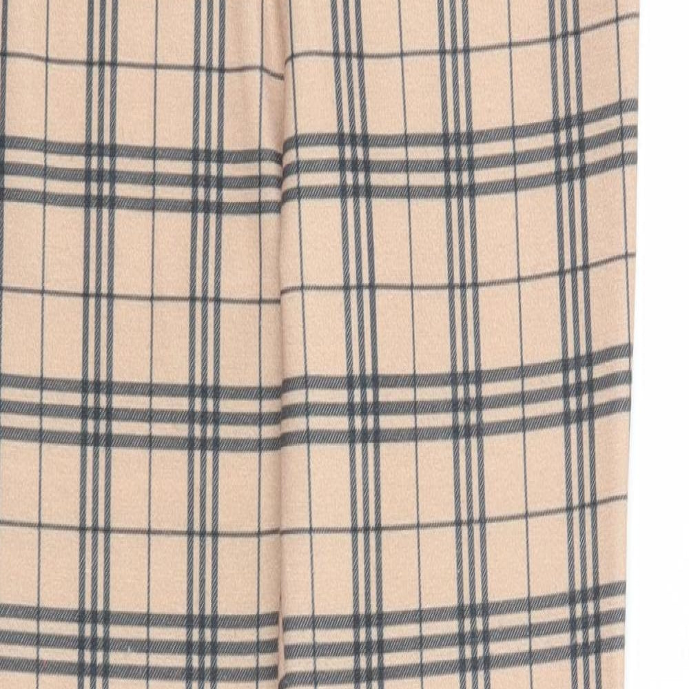 Select Womens Beige Plaid Polyester Trousers Size 8 Regular