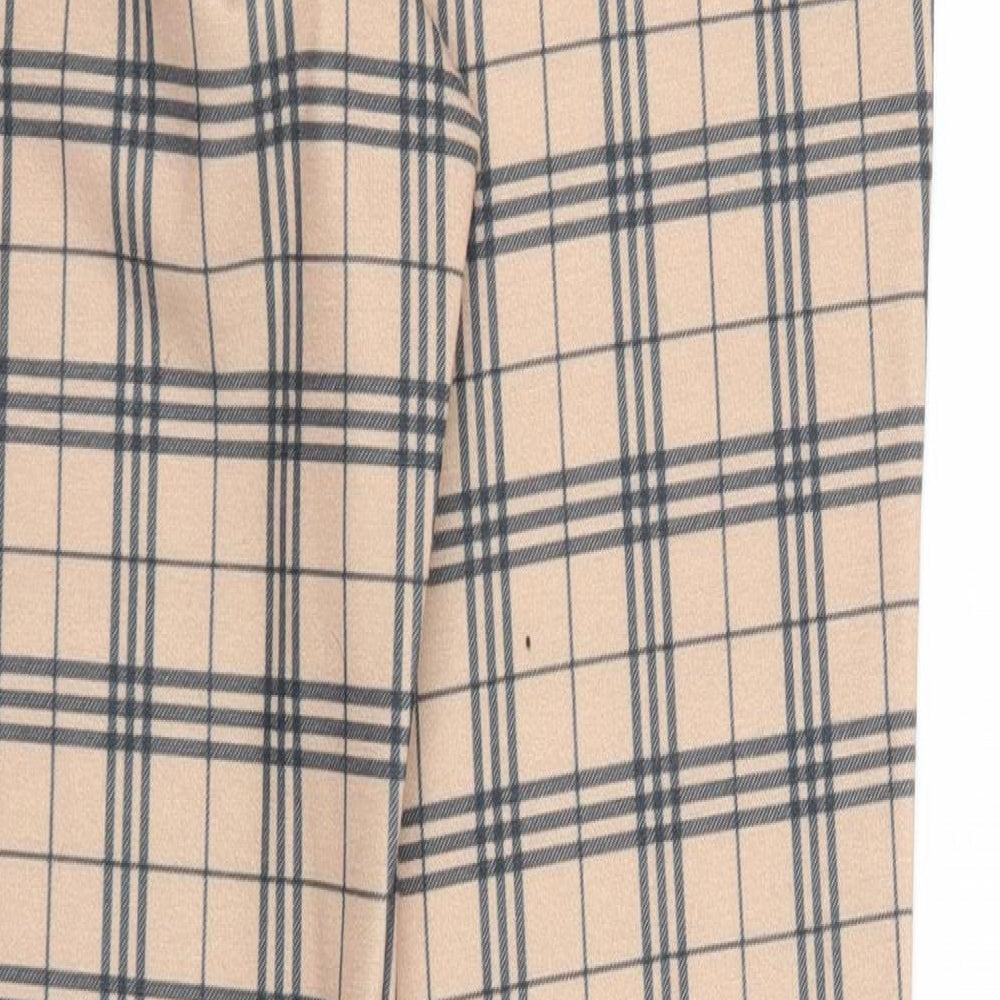 Select Womens Beige Plaid Polyester Trousers Size 8 Regular