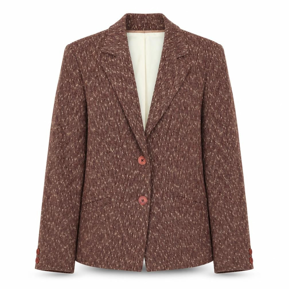 Klass Womens Brown Geometric Jacket Blazer Size 16 Button