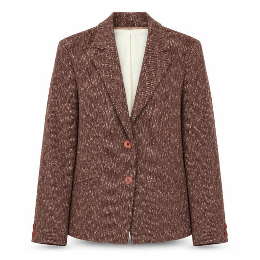 Klass Womens Brown Geometric Jacket Blazer Size 16 Button