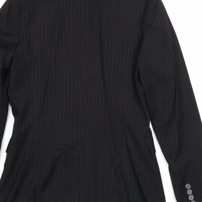 Yumi Womens Black Striped Polyester Jacket Blazer Size 12