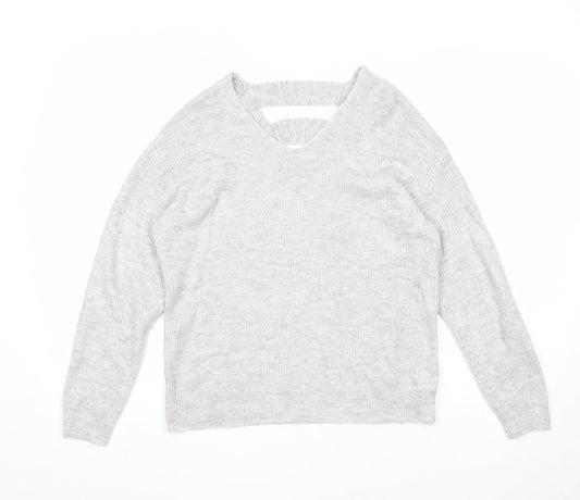 F&F Womens Grey V-Neck Acrylic Pullover Jumper Size 8
