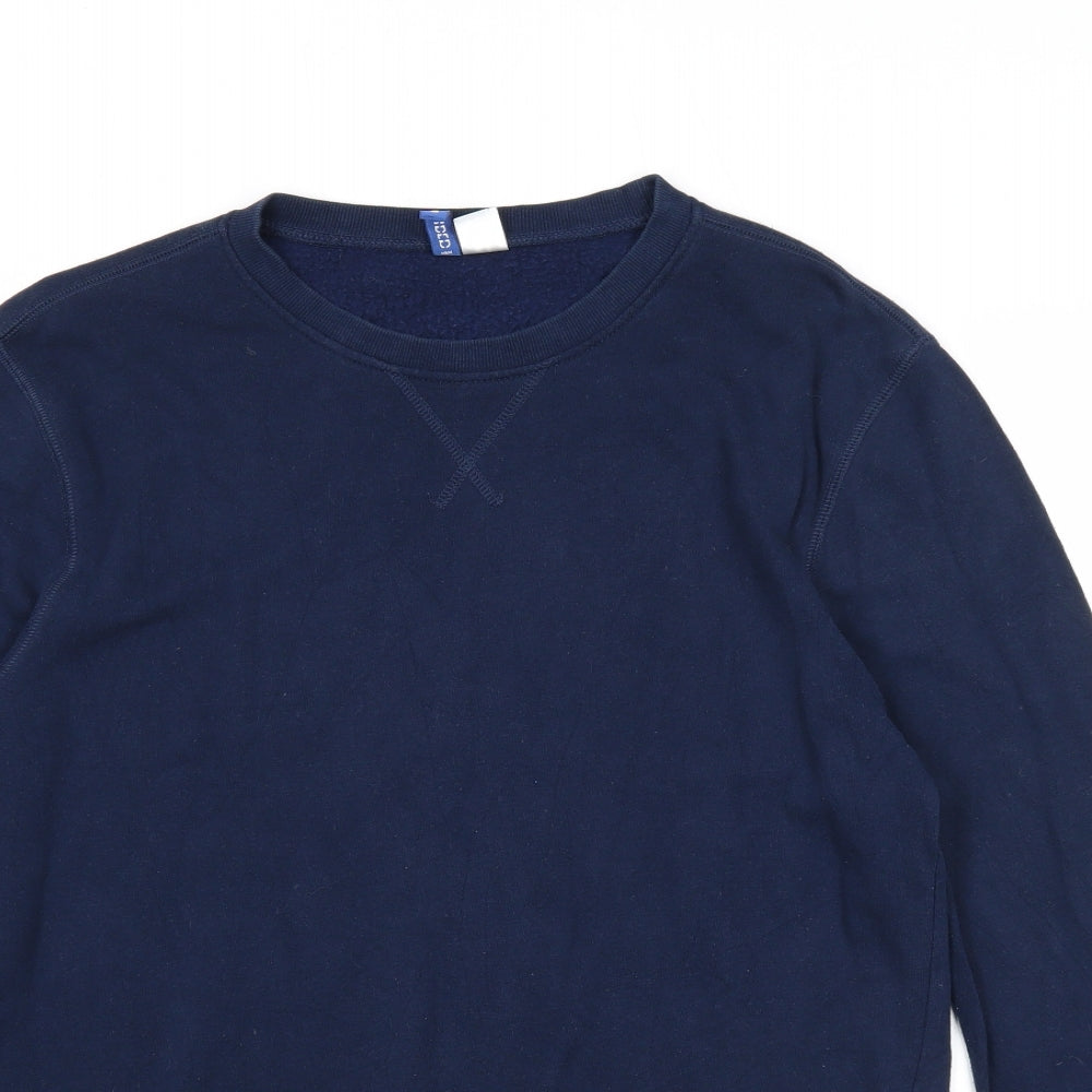 Divided Mens Blue Cotton Pullover Sweatshirt Size S