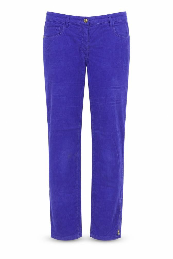 H&M Womens Blue Cotton Trousers Size 8 Regular Zip