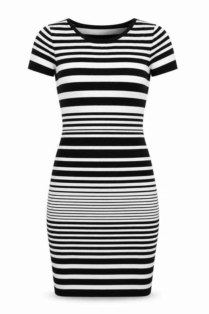 QED London Womens Black Striped Viscose A-Line Size S Round Neck Pullover