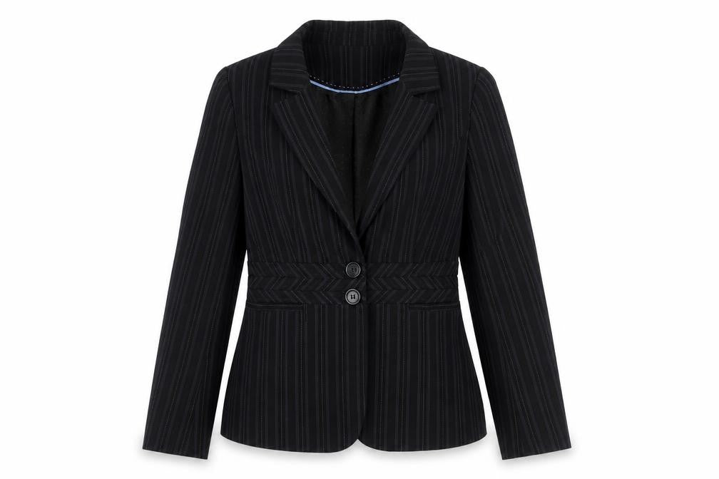 South Womens Black Striped Viscose Jacket Blazer Size 8