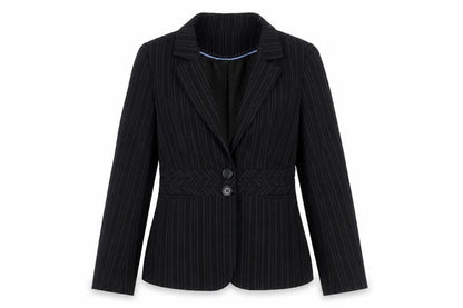 South Womens Black Striped Viscose Jacket Blazer Size 8