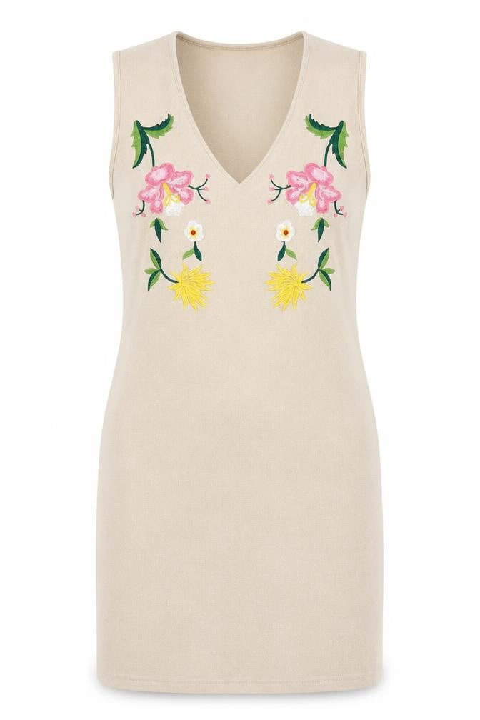 Fiona&Co Womens Beige Floral Polyester Bodycon Size S V-Neck Pullover