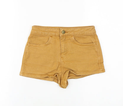 Topshop Womens Brown Cotton Hot Pants Shorts Size 25 in Regular Zip