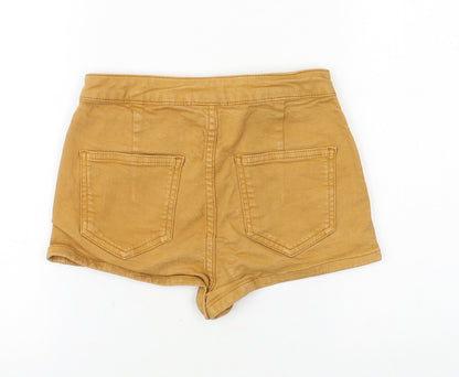 Topshop Womens Brown Cotton Hot Pants Shorts Size 25 in Regular Zip