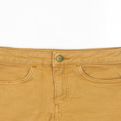 Topshop Womens Brown Cotton Hot Pants Shorts Size 25 in Regular Zip