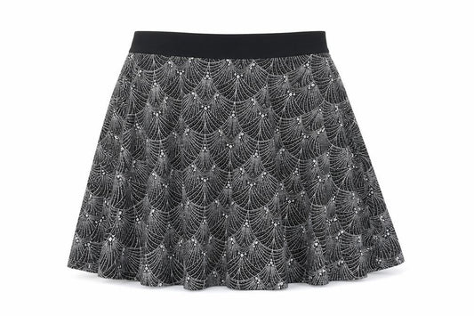 Preworn Womens Black Geometric Polyester Skater Skirt Size 28 in