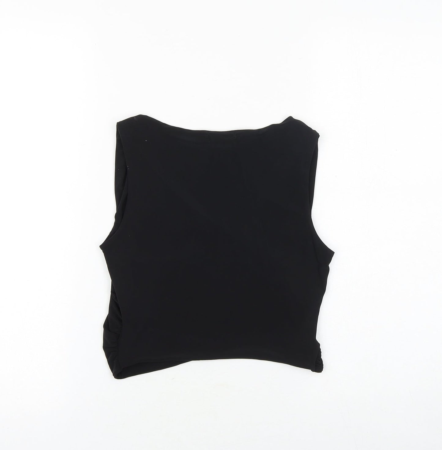 PRETTYLITTLETHING Womens Black Polyester Basic Tank Size 8 V-Neck