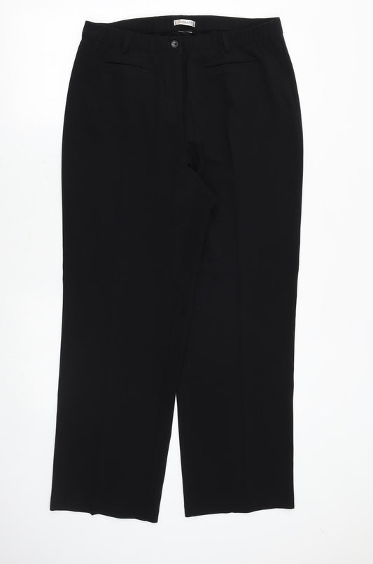 Damart Womens Black Polyester Trousers Size 32 in Regular Button