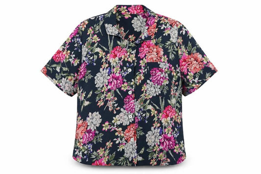 Marks and Spencer Womens Blue Floral Polyester Basic Button-Up Size 6 Collared