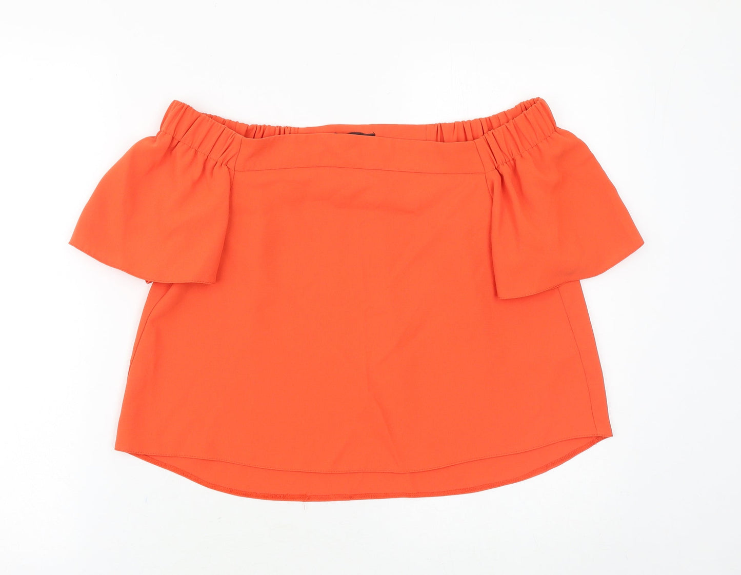 Topshop Womens Orange Polyester Basic Blouse Size 8 Off the Shoulder