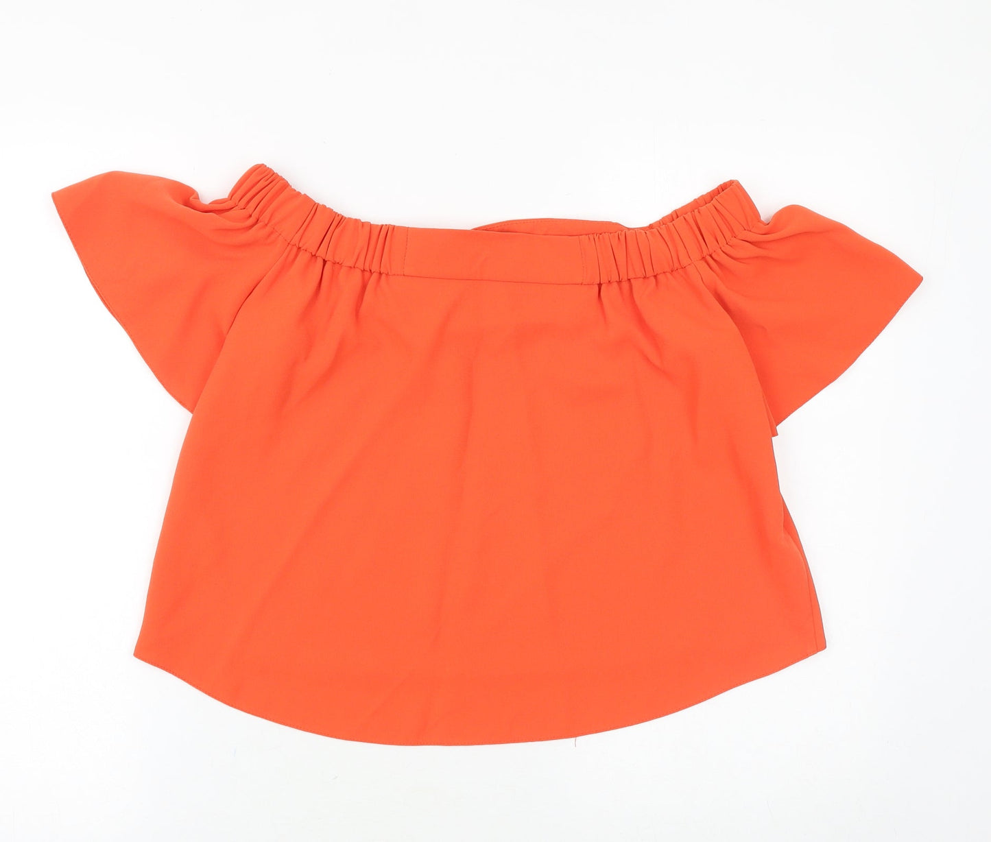 Topshop Womens Orange Polyester Basic Blouse Size 8 Off the Shoulder