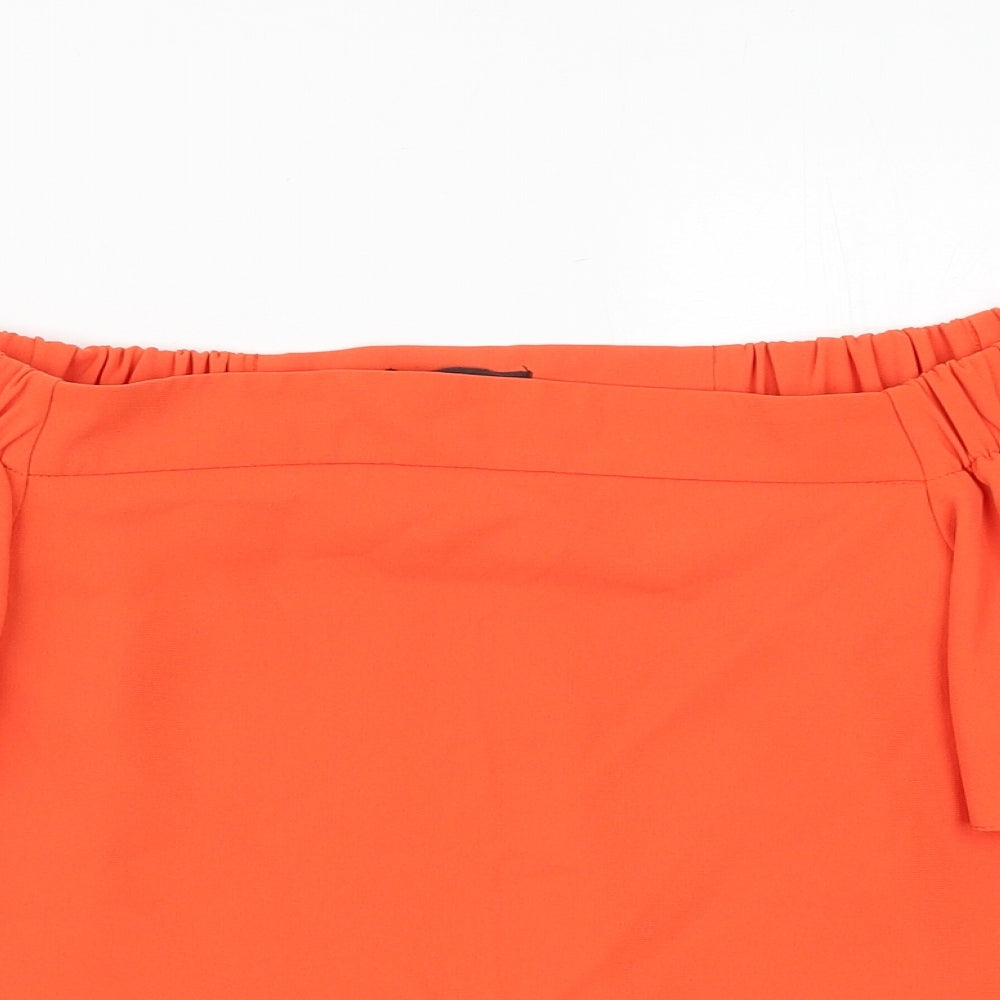 Topshop Womens Orange Polyester Basic Blouse Size 8 Off the Shoulder