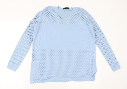 Topshop Womens Blue Round Neck Viscose Pullover Jumper Size 8