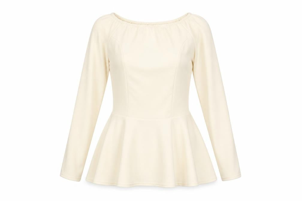 Rochelle Humes Womens Ivory Viscose Basic Blouse Size 8 Round Neck