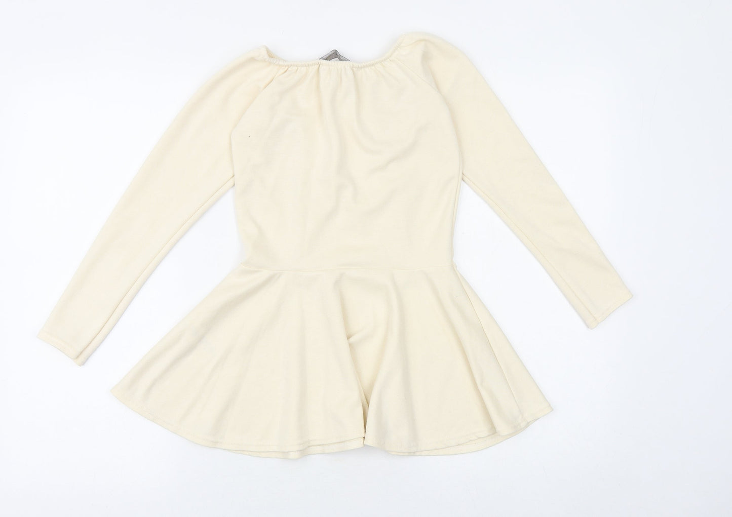 Rochelle Humes Womens Ivory Viscose Basic Blouse Size 8 Round Neck