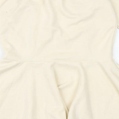 Rochelle Humes Womens Ivory Viscose Basic Blouse Size 8 Round Neck